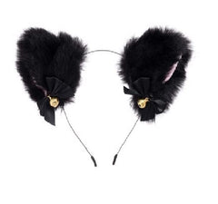 RKPM HOMES Hair Band | Handmade Fox Wolf Furry Cat Ears Headwear | Hair Hoop Clips | Halloween Cosplay Costume Party Headpiece | Hair Accessories for Women Girls Adult Kids (Black)