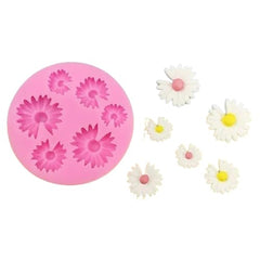 RKPM HOMES Daisy Flower Cupcake Fondant Mold I 3D Mini Flowers Silicone Chocolate Mold I for DIY Handmade Sugarcraft Cake Decoration Polymer Candy Cookies Muffin Soap Resin Wax Making (6Cavity)