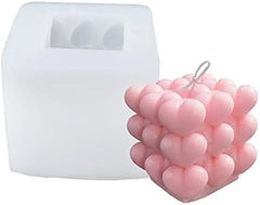 RKPM HOMES Bubble Candle Molds I 3D Fondant Heart Shape Cube Silicone Wax Mould I Succulent Molds I for DIY Handmade Chocolate, Mousse, Dessert Soy Wax, Beeswax, Soap, Polymer Resin Art Craft Making ( Mold Size 6 X 6 X 6 CM ) Small