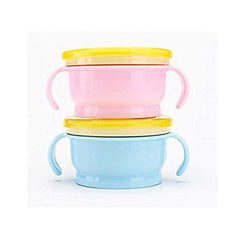 RKPM HOMES Baby Feeding Bowl Anti-Spill Snack Catchers Cup Snack Bowl Easy Silicone Plastic with Cover Toddler Oder Free Biscuit Cup Portable for Home or Go Out Blue