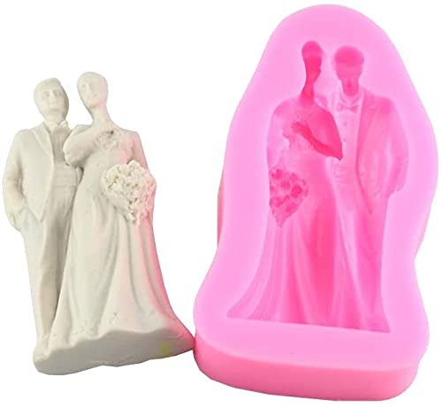 Silicone Fondant Mold Chocolate Candy Gumpaste Sugarcraft Cake Decorating Tools Paper Clay Mold (Bride and Groom Fondant) Size