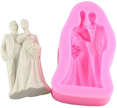 Silicone Fondant Mold Chocolate Candy Gumpaste Sugarcraft Cake Decorating Tools Paper Clay Mold (Bride and Groom Fondant) Size