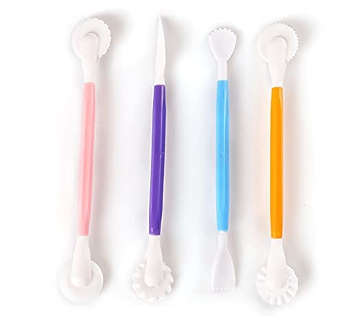RKPM HOMES 4 in 1 Fondant Decoration Tools | Plastic Carving Set | Cake Engraving Cutting Pens Cream Pastry Modelling Tools | Carving Knife/Shaping Knife | Stick Both Side Shaped | Cake Decorating Kit