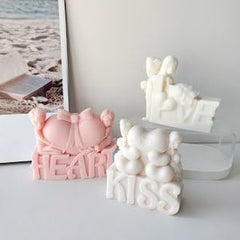 RKPM HOMES Heart Couple Kiss Candle Mold I 3D Valentine’s Day Series Silicone Scented Mould I for DIY Handmade Ornament Chocolate, Aromatherapy, Soap, Resin Art Craft, Home Wedding Party Decoration