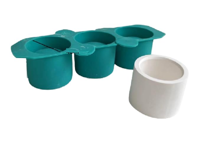 RKPM HOMES Planter Mold I Casting Plant Silicone Epoxy Candlestick Mould I Succulent Concrete Flower Pots Molds for DIY Jewelry Trinket Storage, Makeup Container Home Decoration – 3 Cavity (Round)