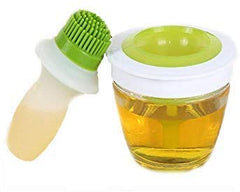 RKPM HOMES Chef's Basting Set Silicone Oil Brush Dispenser Glass Bowl Container Set for Cooking, BBQ, Baking and Grilling, Green