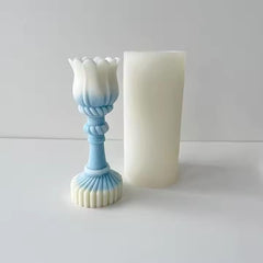 RKPM HOMES Geometric Flower Candle Mold I 3D Fondant Tulip Shape Column Pillar Silicone Epoxy Candlestick Mould I for Handmade Ornament Aromatherapy Resin Art Craft Soap Home Office Decoration (Line)