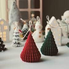 RKPM HOMES Christmas Tree Candle Mold I 3D Fondant Silicone Origami Pattern Tree Scented Wax Mould I Succulent Molds | Handmade Candles Making | for Mousse Dessert Soap Cake DIY Decorating