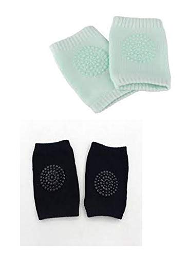 RKPM HOMES Baby Knee Pads - Crawling Knee Pads for Baby Infant Toddler - Unisex Green & Black Pair