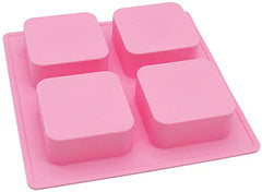 RKPM HOMES 4 Cavity Generous Soap Silicone Cake Mold Handmade Soap Mold Cold Soap Mold Aroma Rice Cake Mold Plain Square Lotion Bar Soap Mold Making Mold Pack of 1 Mold Size 18 x 18 x 3 cm