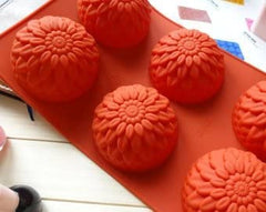 RKPM HOMES Sunflower Shape Chocolate Mould | 3D DIY Fondant Silicone Mousse Candy Mold | for Cake Chocolate Candy Ice Jelly Soap | Cake Baking Moulds | Bakeware Molds | Multicolor - 6 Cavity