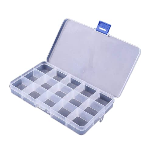 RKPM 15 Grid Cells Multipurpose Clear Transparent Plastic Storage Box With Removable Dividers- 1 Pcs