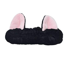 RKPM HOMES Cute Cat Ears Velvet Headbands Colors, Soft Spa Makeup Fashion Plush Hairband, Cosplay Hair Accessory Hair Band Cat for Women - Black