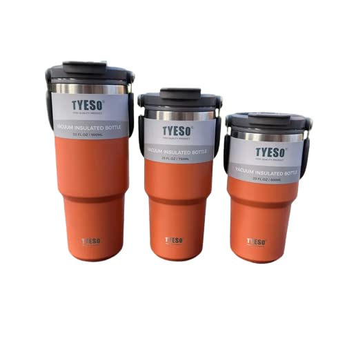 RKPM HOMES Insulated Coffee Mug with Lid & Handle I Double Wall Stainless Steel Vacuum Thermos I Hot & Cold Beverages I Cup with Splash Proof Sliding Lid for Office, Home, Travel - 900ml (Orange) 1Pcs