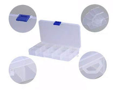 RKPM 10/15 Grid Cells Multipurpose Clear Transparent Plastic Storage Box with Removable Dividers- Combo 2 Pcs(1+1), Rectangular