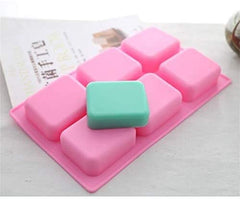 RKPM HOMES Soaps Molds | Silicone Square Shape Mould | Handmade Sharp Edges Soap Making Forms | 3D Moulds for Cake Chocolate Candy Ice Jelly Brownie Dessert | Pink - 6 Cavity