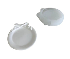 RKPM HOMES Coaster Mould I Round with Bow Shape Silicone Epoxy Resin Deep Casting Tray I Plate Mold for DIY Homemade Ornament Art Crafts Jewelry Storage Box Ring Trinket Container Cups Mats Home Décor
