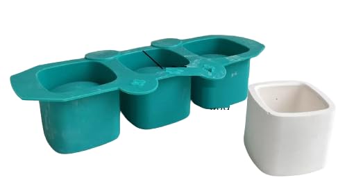 RKPM HOMES Planter Mold I Casting Plant Silicone Epoxy Candlestick Mould I Succulent Concrete Flower Pots Molds for DIY Jewelry Trinket Storage, Makeup Container Home Decoration – 3 Cavity (Square)