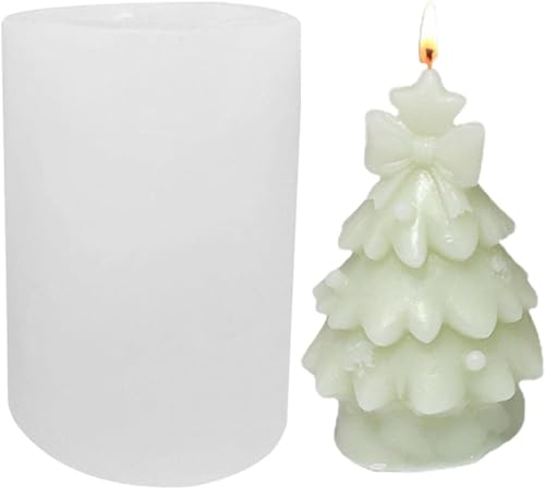 RKPM HOMES Candle Mold I 3D Fondant Silicone Scented Wax Mould I Special for Christmas Succulent Molds for DIY Handmade Aromatherapy Ornament Soap Cake Décor, Resin Art Craft (Christmas Tree Bow Knot)