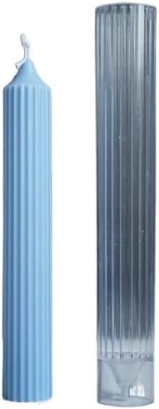 RKPM HOMES Polo Striped Pillar Candle Mold I Long Rod Cylinder Acrylic Candlestick Wax Mould I for DIY Handmade Cake Décor, Aromatherapy, Candles Making Home Wedding Party Decoration (3.5 X 25 CM)