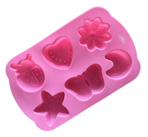 RKPM HOMES Flower Soap Molds Candy Molds Silicone Molds Chocolate Molds Jello Molds Biscuit Cake Baking Mold Ice Cube Tray Muffin Pan, 6 Cavity Mold