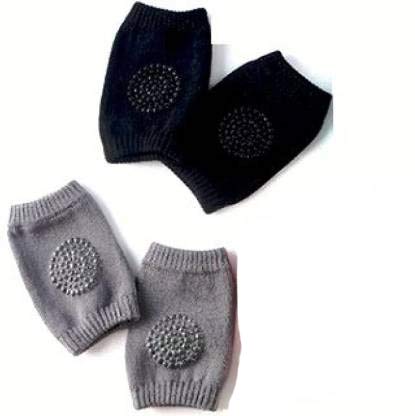 RKPM HOMES Baby Knee Pads - Crawling Knee Pads for Baby Infant Toddler - Unisex Black & Grey Pair