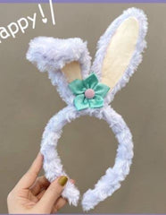 RKPM HOMES Hair Band | Big Bow Furry Rabbit Long Ears Bunny Headband | Handmade Cosplay Cute Headwear | for Washing Face, Beauty Spa Facial | Hair Accessories for Women Girls Adult Kids (Light Purple)