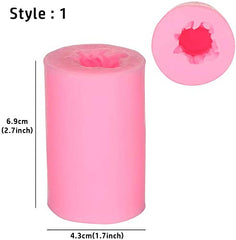 RKPM HOMES Flower Shape Cylindrical Silicone 3D Beeswax Candle Mold - Multicolour