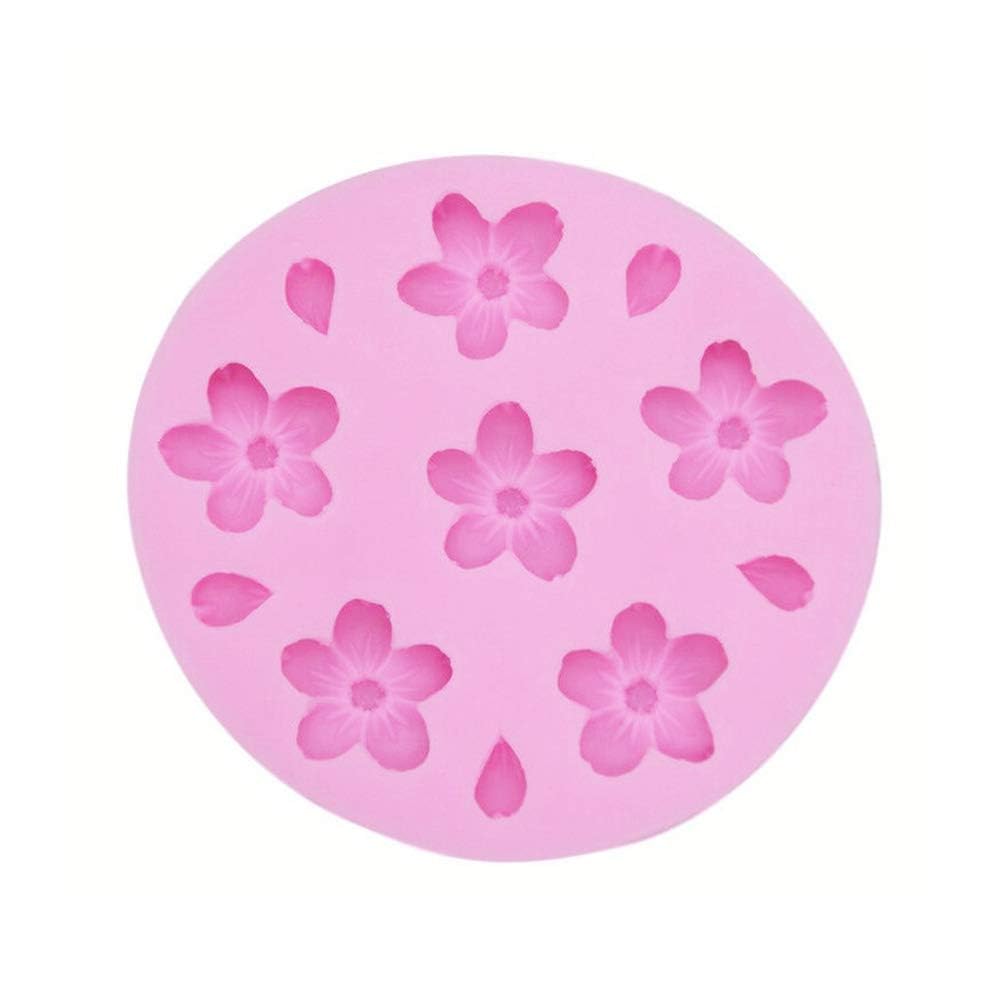 RKPM HOMES Flower and Leaf Cake Mould I 3D Fondant Silicone Chocolate Mold I for DIY Sugarcraft Cake Decoration, Cupcake Topper, Polymer Clay, Candy, Cookies, Soap Wax Making Crafting - 6 Cavity