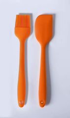 RKPM HOMES Silicone Spatula - Basting Brush Set, Heat Resistant Silicone Kitchen Utensils Set for Baking, Cooking & More, One-Piece Design - Nonstick - Dishwasher Safe - Multi Color (2 Pcs) 21 Cm