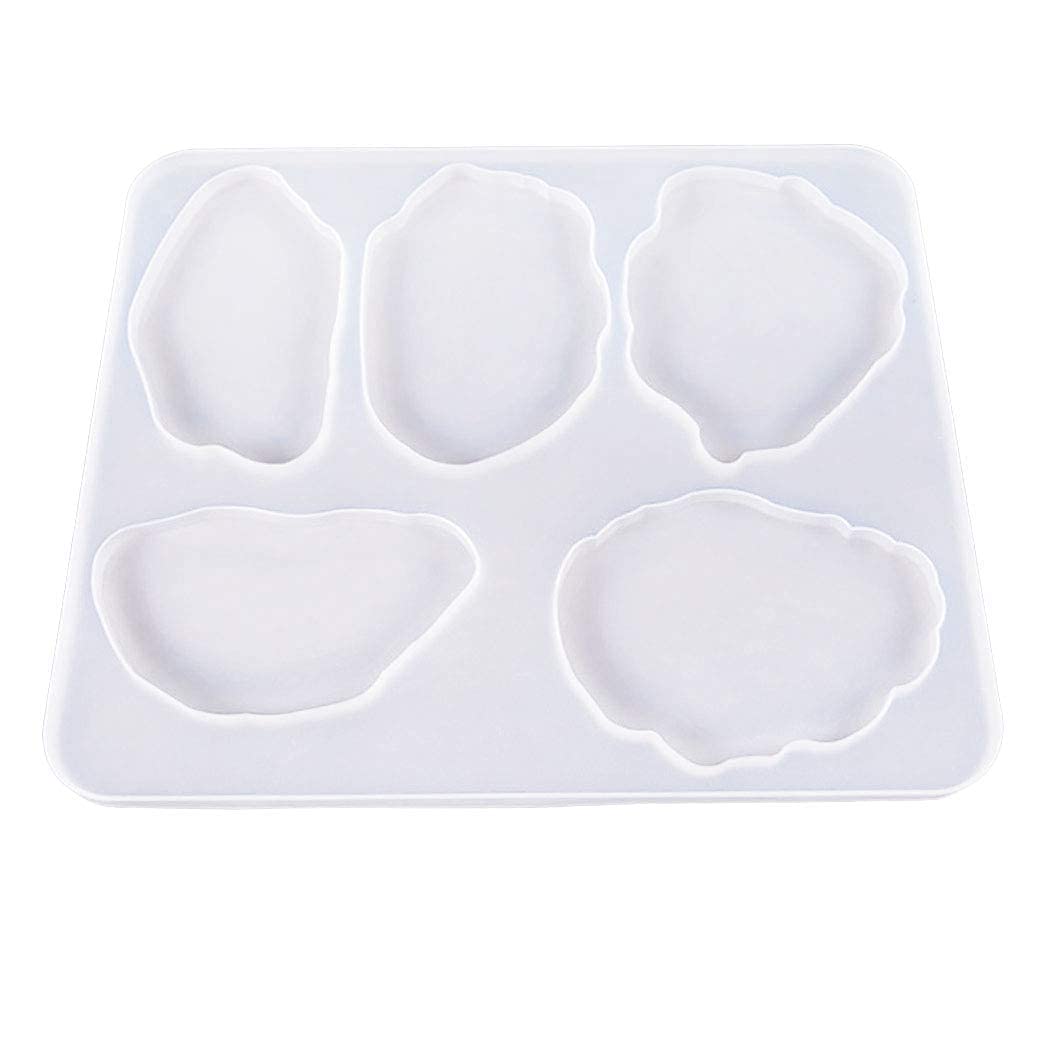 RKPM HOMES Coaster Molds I Silicone UV Epoxy Resin Casting Irregular Cloud Shape Mould I for DIY Art Crafts Jewelry Trinket Container Home Table Slice Decorations - 5 Cavity