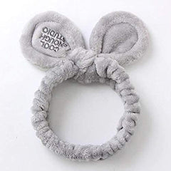 SYGA Girls Rabbit Ear Bowknot Hair Bands for Makeup, Elastic Velvet Face Wash Bath Shower Makeup Cosmetic Beauty Headbands for Washing Spa Yoga Face Care hair Accessories for Girls Women (Grey)