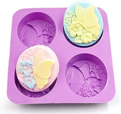 RKPM HOMES Silicone Cake Baking Pan Jelly Pudding Mousse Mould Nautical Handmade Cloud Cold Process Soap Mold (4 Cavity Butterfly Mold)