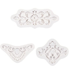 RKPM HOMES Baroque Scroll Shape Cake Mould | Fondant European lace Silicone Mold | Cake Decor Frame | for Cake Decorating, Sugar, Gum Paste, Chocolate, Cookies, Polymer Clay DIY Molds - Set of 3 Pcs