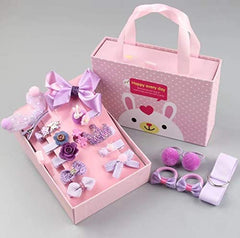 RKPM HOMES Baby Girl Hair Accessories Hair Clips Ties Hairpins Set Of 18 (Purple)