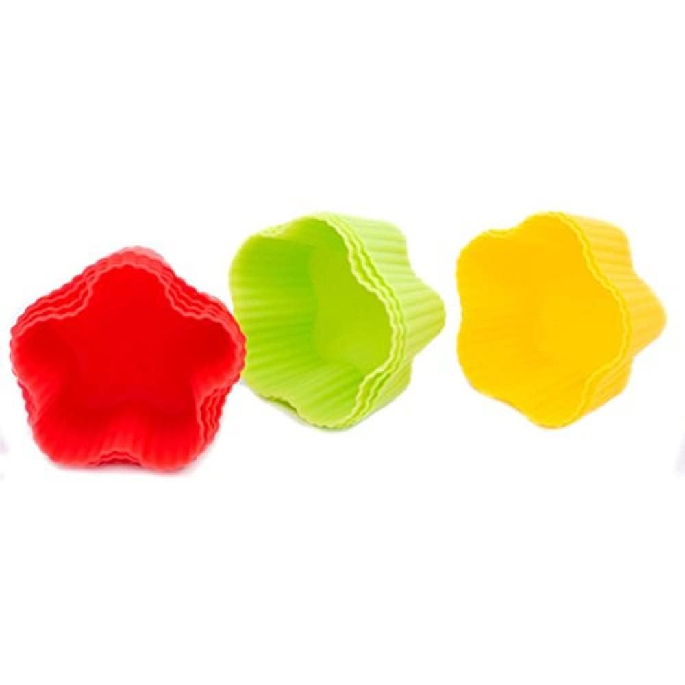 RKPM HOMES Paper Cake Cup Liners | Silicone Baking Cups | Muffin Cupcake Cases | Microwave or Oven Tray Safe | for Handmade Soap, Biscuit, Chocolate, Muffins, Jelly (Flower Shape, 12 Pcs)