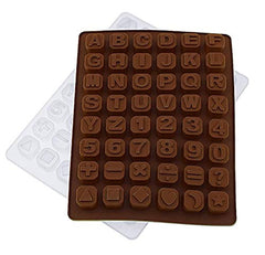 RKPM HOMES Silicone Chocolate Mold Candy Mold Jelly Ice Cube Tray Muffin Sugar Craft Fondant Mold Mould Cake Decorating Tools (48 Cavity Alpha Number Symbol Mold)