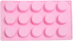 RKPM HOMES Mini Round Shape Chocolate Mould Tray I 3D Fondant Cylinder Column Silicone Candy Mold I for Handmade DIY Jelly, Cakes Dessert, Pastry, Muffin Cookies, Cupcake, Decoration Tools – 15 Cavity