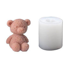RKPM HOMES Fluffy Sitting Teddy Bear Candle Mold I 3D Cute Cub Bears Silicone Scented Epoxy Mould I for DIY Handmade Chocolate Cake Décor Aromatherapy Soap Resin Art Craft Making Home Party Decoration