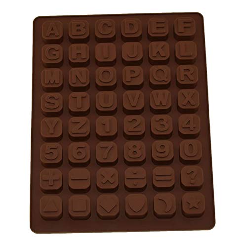 RKPM HOMES Silicone Chocolate Mold Candy Mold Jelly Ice Cube Tray Muffin Sugar Craft Fondant Mold Mould Cake Decorating Tools (48 Cavity Alpha Number Symbol Mold)