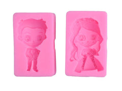Silicone Fondant Mold Chocolate Candy Gumpaste Sugarcraft Cake Decorating Tools Paper Clay Mold (Wedding Girl & Boy Fondant)