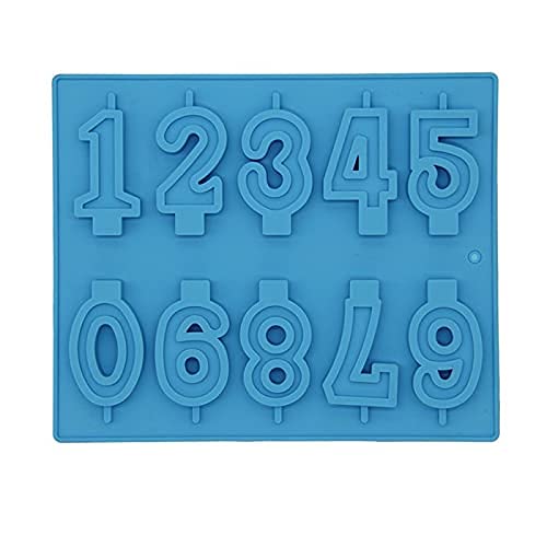 RKPM HOMES Chocolate Mould Tray I 3D Fondant 0 to 9 Number Shape Silicone Lollipop Mould I Blocks Number Baking Tin for Handmade DIY Jelly Pastry Cupcake Muffin Cookies Cake Decoration - 10 Cavity