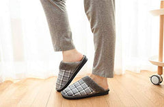 RKPM Winter Corduroy Indoor And Outdoor Cotton Slippers Thick Bottom Non-Slip Warm And comfortable Couple Home Slippers (Black 40-41)