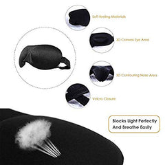RKPM Sleep Mask Pack of 3, Lightweight & Comfortable Super Soft Adjustable 3D Contoured Eye Masks for Sleeping, Travel, Shift Work, Naps, Night Blindfold Eye shade With Ear Plug Multicolour