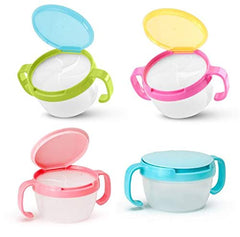 RKPM HOMES Child,Babies,Kids 360 Rotate Spill-Proof Snack Catchers Bowl Baby Snack Feeding Container Holder With Two Handle-Green,1 Count