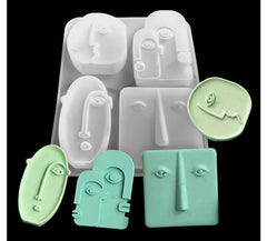 RKPM HOMES Human Face Shape Candle Molds I 3D Fondant Silicone Wax Mould I for Handmade Ornament Candles Aromatherapy Plaster, Soap, Clay, Resin Casting, Art Craft Gift Making Tools – 4 Pcs