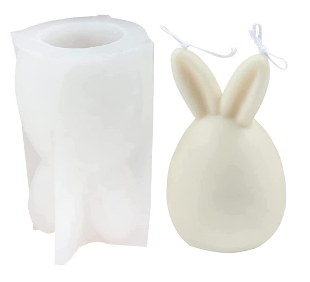 RKPM HOMES Bunny Eggshell Shaped Candle Mold I 3D Fondant Easter Rabbit Silicone Wax Mould I Candles for Chocolate, Dessert, Cake Decor, Aromatherapy, Soap, Ornament, Resin Art (Standing Ears)