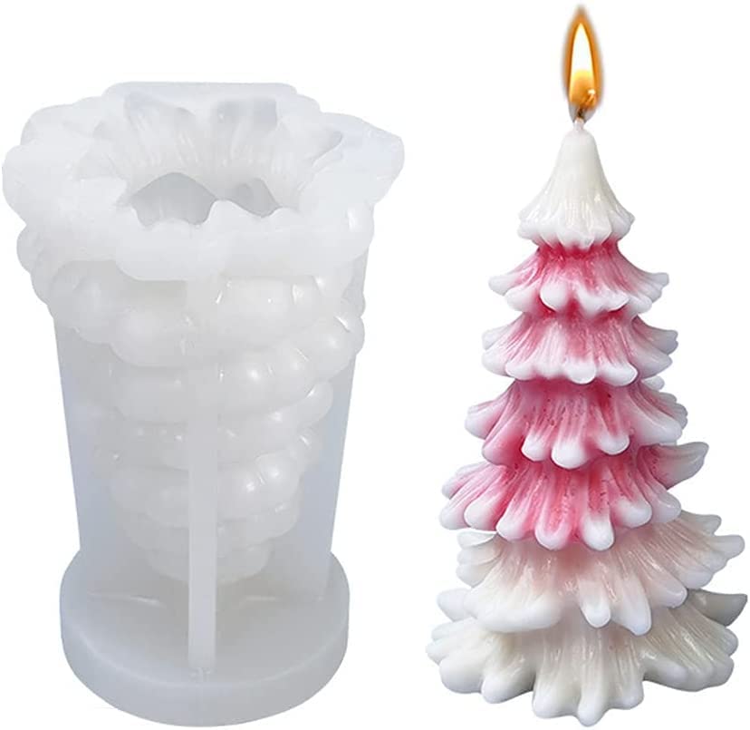RKPM HOMES Christmas Tree Candle Mold I 3D Fondant Silicone Scented Wax Mould I Succulent Molds | Handmade Candles Making | for Mousse Dessert Soap Cake DIY Decorating (Coniferous)