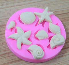 Silicone Mermaid Tail Fondant Soap Molds Seashell Sea Shell Starfish Chocolate Candy Sugarcraft Cake Decorating Polymer Clay Mold Tools. (Sea Shells Square)