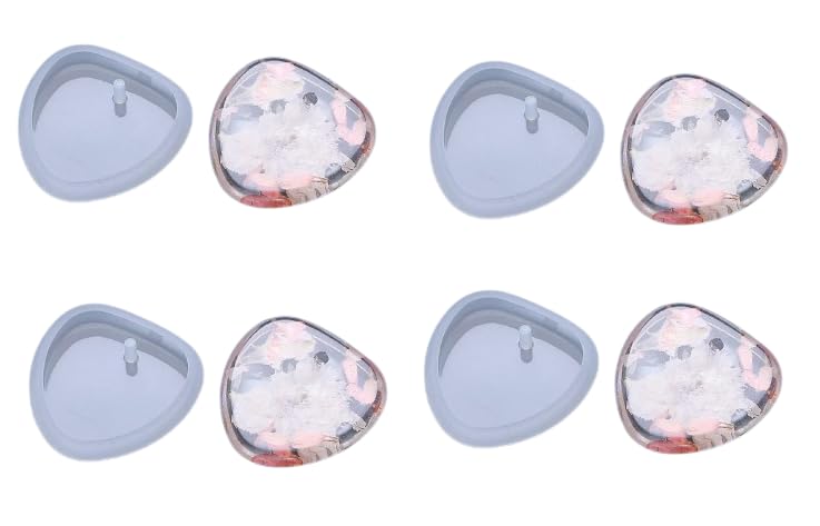 RKPM HOMES Poppy Pendant Mold I Multi Design Shape with Hanging Hole Silicone Epoxy Mould I for DIY Homemade Resin Soap Clay Art Craft Jewelry Keychain Charm Necklace Earring Making - 4 Pcs (Heart)